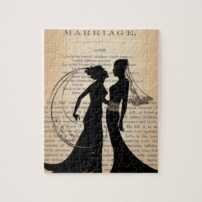Vintage Love & Marriage Lesbian Wedding Longfellow Jigsaw Puzzle (Vertical)