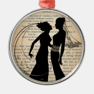 Vintage Love & Marriage Lesbian Wedding Longfellow Metal Tree Decoration