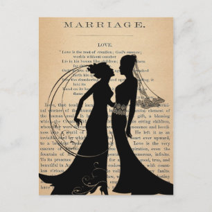 Vintage Love & Marriage Lesbian Wedding Longfellow Postcard