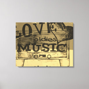Vintage Love oldies music 3 Canvas Print