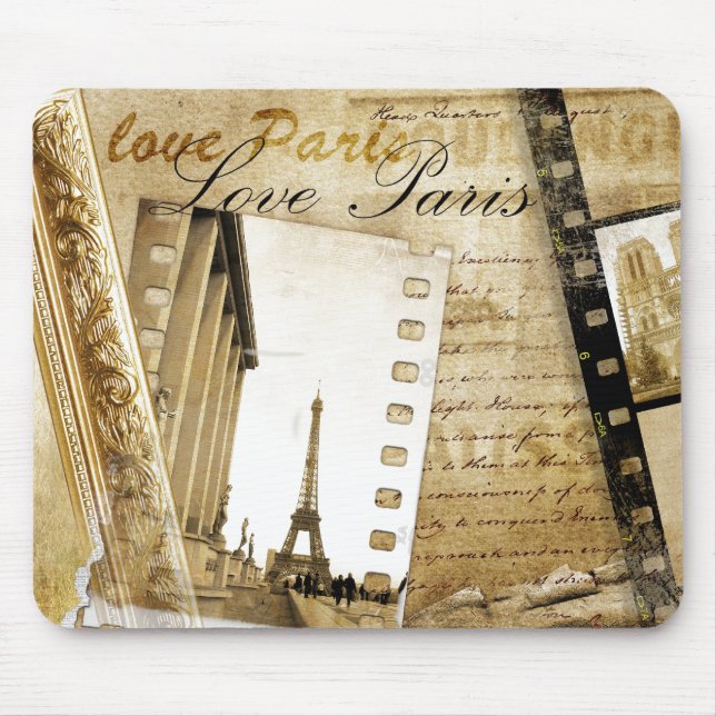 Vintage Love Paris Mouse Pad (Front)