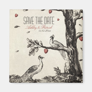 Vintage Love Peacock on A Love Tree Magnet