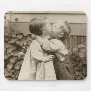 Vintage Love Photo of Children Kissing in a Garden Mouse Mat