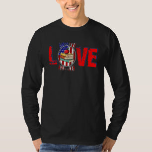 Vintage Love Proud American Flag Teacher 4th Of Ju T-Shirt