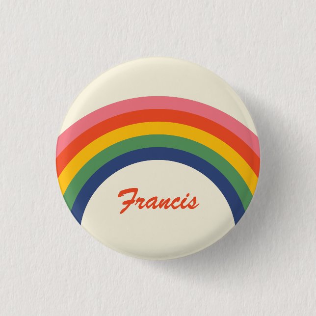 Vintage Love Rainbow Name 3 Cm Round Badge (Front)