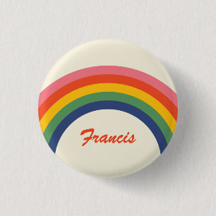 Vintage Love Rainbow Name 3 Cm Round Badge
