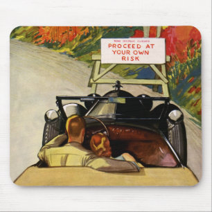 Vintage Love, Road Closed Proceed at Your Own Risk Mouse Mat