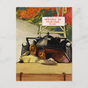Vintage Love, Road Closed Proceed at Your Own Risk Postcard