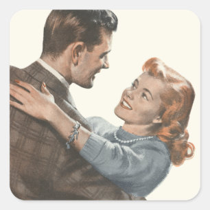 Vintage Love Romance Newlyweds Shall We Dance? Square Sticker