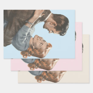 Vintage Love Romance Newlyweds Shall We Dance? Wrapping Paper Sheet