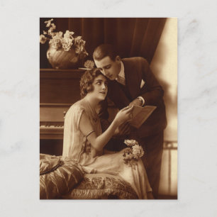 Vintage Love, Romance, Romantic, Save the Date Announcement Postcard