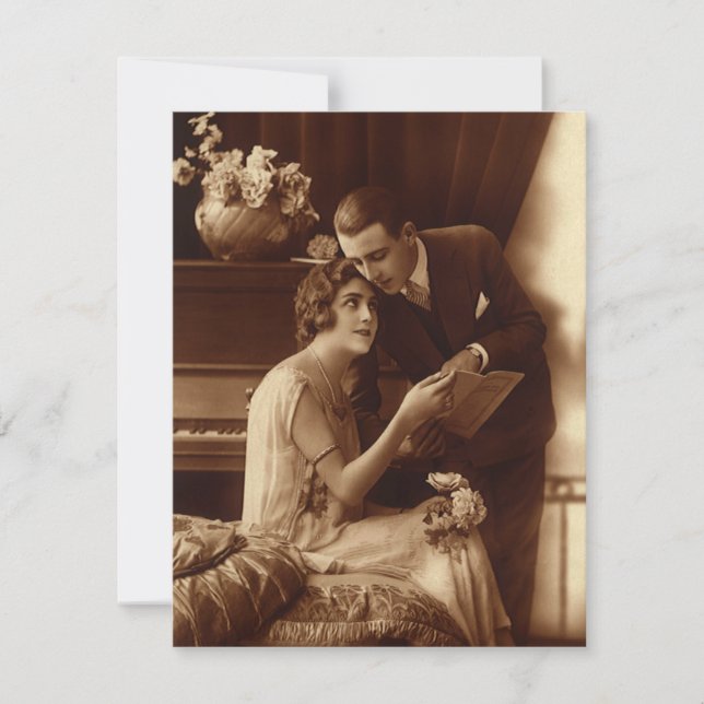 Vintage Love, Romance, Romantic, Save the Date Invitation (Front)