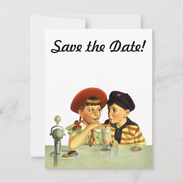 Vintage Love, Romance, Romantic, Save the Date Invitation (Front)