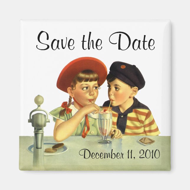 Vintage Love, Romance, Romantic, Save the Date Magnet (Front)