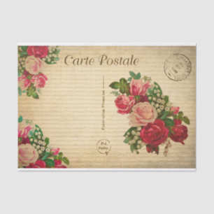 Vintage Love Romantic Roses Floral Flowers French Tissue Paper