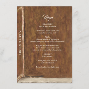 Vintage Love Story Fairytale Library Book Wedding Menu