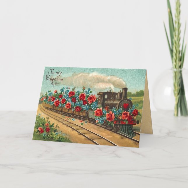 Vintage Love Train Valentine's Day Card (Front)