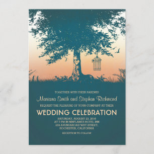 Vintage Love Tree Rustic Wedding Invites