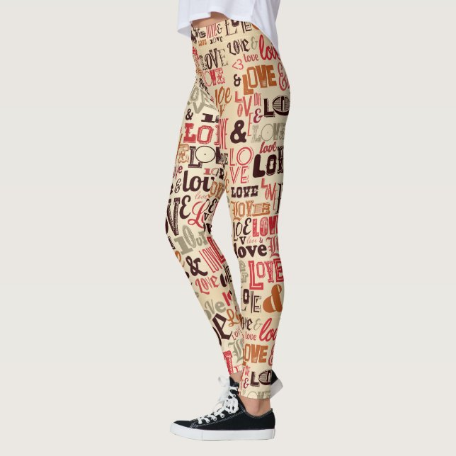 Vintage Love Typography Leggings (Left)