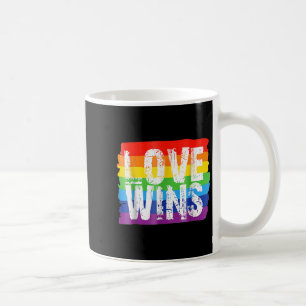 Vintage Love Win Rainbow Peace Sign Pride Lesbian Coffee Mug