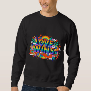 Vintage Love Win Rainbow Peace Sign Pride Lesbian Sweatshirt