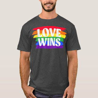 Vintage Love Win Rainbow Peace Sign Pride Lesbian T-Shirt