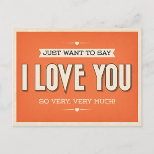 Vintage Love You Orange Grunge Postcard