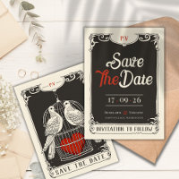 Vintage Lovebirds' Nest Save the Date