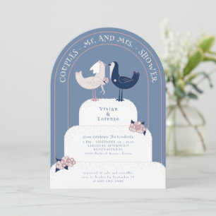 Vintage Lovebirds Wedding Cake Couples Shower Invitation