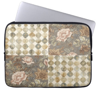 Vintage, Lovely Blend of Roses and Motif Pattern Laptop Sleeve