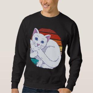 Vintage Lovely Cat Biting Its Own Tail Kitten Play Sweatshirt