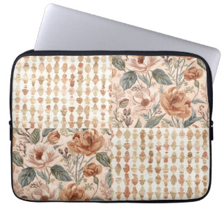Vintage Lovely Pink Flowers and Motif Design Laptop Sleeve
