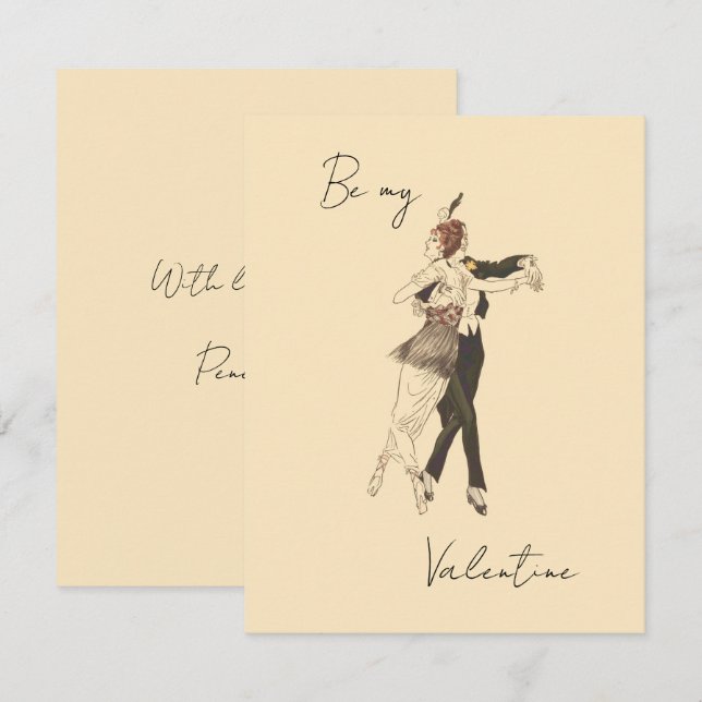 Vintage Lovers Dancing Valentine's Day Card  (Front/Back)