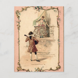 Vintage Lovers Illustration Postcard