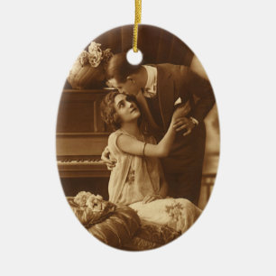 Vintage Lovers,  Love Romance Romantic Music Ceramic Tree Decoration