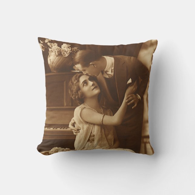 Vintage Lovers, Love Romance Romantic Music Cushion (Front)