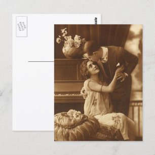 Vintage Lovers, Love Romance Romantic Music Postcard