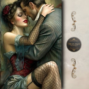 Vintage Lovers Sensual Embrace Decoupage Tissue Paper