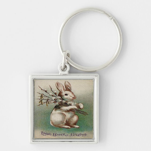 Vintage Loving Easter Greeting Key Ring (Front)