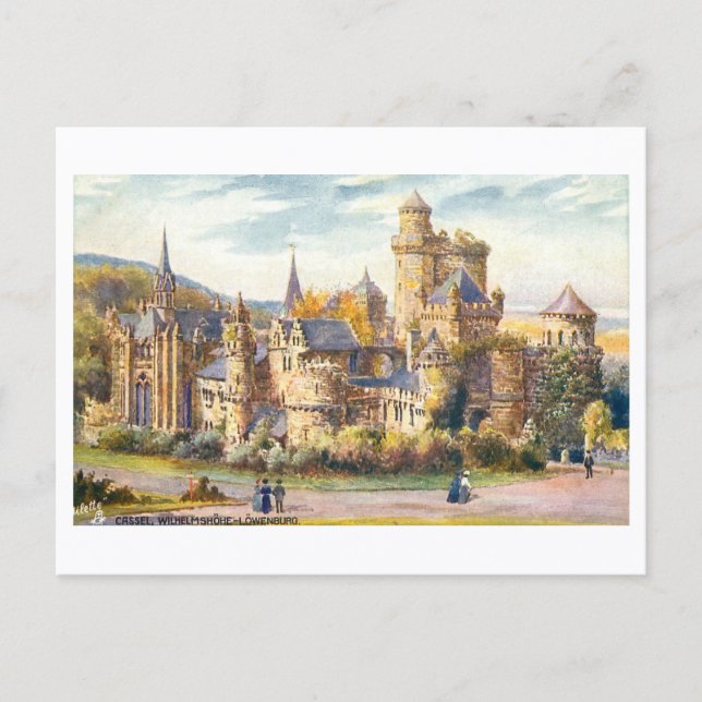 Vintage Lowenburg Castle, Kassel, Germany Postcard (Front)