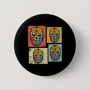 Vintage Lucha Libre Masks Funny Retro Mexican Luch 6 Cm Round Badge