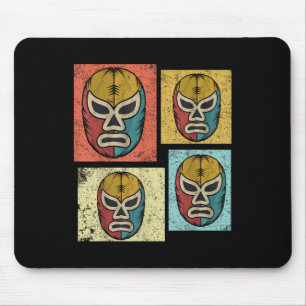 Vintage Lucha Libre Masks Funny Retro Mexican Luch Mouse Mat