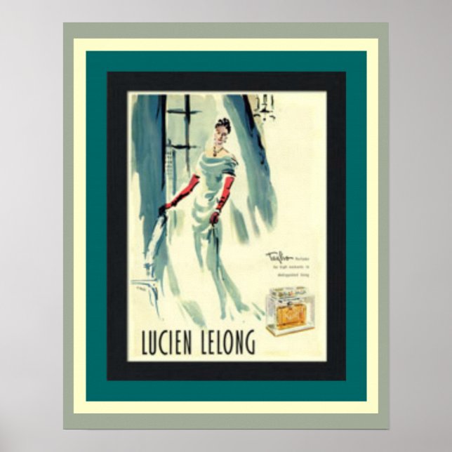 Vintage Lucien Lelong French Perfume Poster (Front)