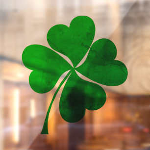 Vintage Lucky 4 leaves heart Clover shamrock Window Cling