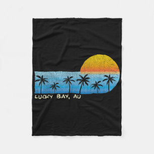 Vintage Lucky Bay, Au Palm Trees & Sunset Beac Fleece Blanket