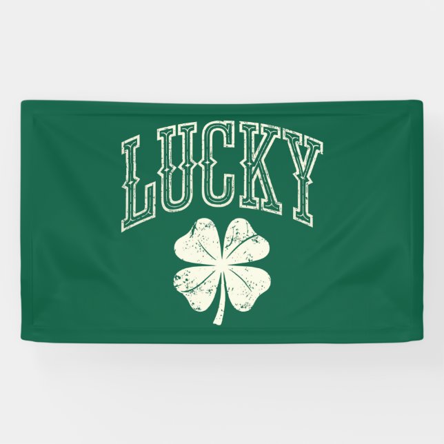 Vintage Lucky Clover St Patrick's Day  Banner (Horizontal)