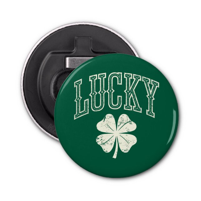 Vintage Lucky Clover St Patrick's Day  Bottle Opener (Front)