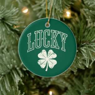 Vintage Lucky Clover St Patrick's Day Ceramic Tree Decoration