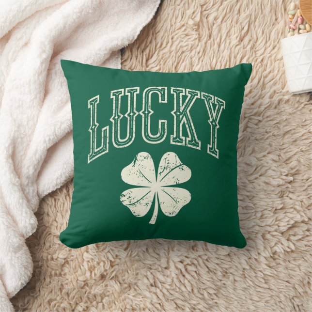Vintage Lucky Clover St Patrick's Day  Cushion (Blanket)