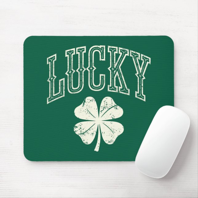 Vintage Lucky Clover St Patrick's Day  Mouse Mat (With Mouse)